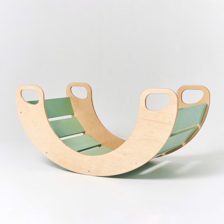 Wooden Slat Rocker Board, Green Sensory toy Learning SPACE