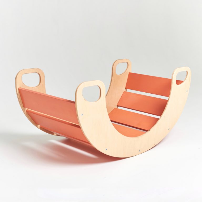 Wooden Slat Rocker Board, Red Sensory toy Learning SPACE
