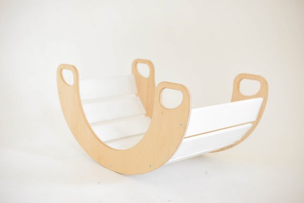 Wooden Slat Rocker Board, White Sensory toy Learning SPACE