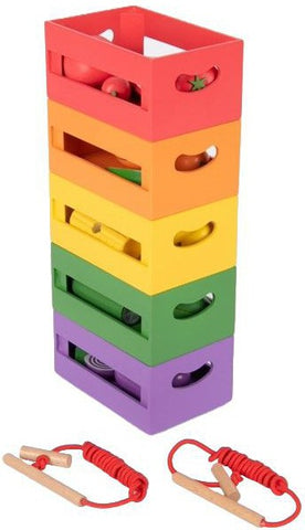 Wooden Sorting Fruit & Vegetable Crates - Play Food-Baby Wooden Toys,Calmer Classrooms,Feeding Skills,Fine Motor Skills,Gifts For 2-3 Years Old,Imaginative Play,Kitchens & Shops & School,Play Food,SCOTEXCEL,Stacking Toys & Sorting Toys,Stock,Threading,TickiT,Wooden Toys-Learning SPACE
