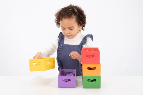 Wooden Sorting Fruit & Vegetable Crates - Play Food-Baby Wooden Toys,Calmer Classrooms,Feeding Skills,Fine Motor Skills,Gifts For 2-3 Years Old,Imaginative Play,Kitchens & Shops & School,Play Food,SCOTEXCEL,Stacking Toys & Sorting Toys,Stock,Threading,TickiT,Wooden Toys-Learning SPACE