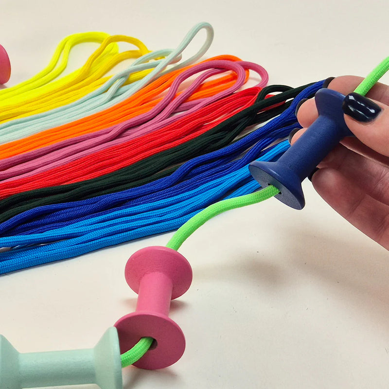 Wooden Threading Coloured Spools, Learning SPACE