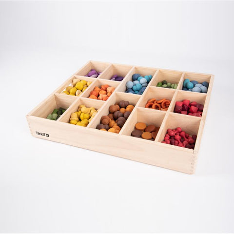 Wooden Treasures Super Set + Wooden Sorting Tray (14-Way)-Counting Numbers & Colour,Dropship,Fine Motor Skills,Stacking Toys & Sorting Toys,TickiT-Learning SPACE