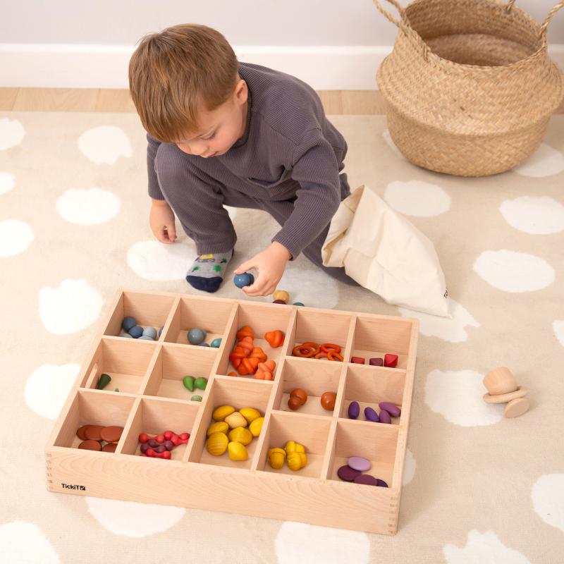 Wooden Treasures Super Set + Wooden Sorting Tray (14-Way), Learning SPACE