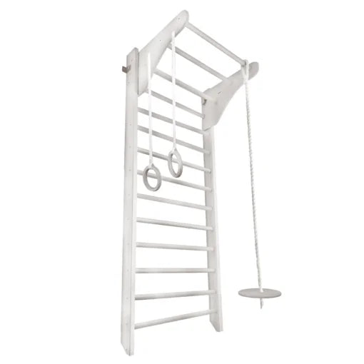 Wooden Wall Bars with Accessories - Gross Motor Aid-Exercise,Gross Motor and Balance Skills,Indoor Swings,Sensory Climbing Equipment-White-MGWBW-Learning SPACE