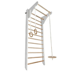 Wooden Wall Bars with Accessories - Gross Motor Aid, White/Wooden Learning SPACE
