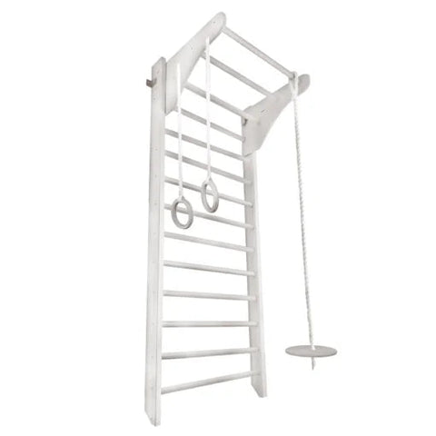 Wooden Wall Bars with Accessories - Gross Motor Aid-Exercise, Gross Motor and Balance Skills, Indoor Swings, Sensory Climbing Equipment-White-Learning SPACE