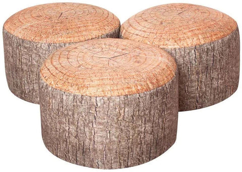 Woodland Tree Stump Stool Bean Bag Set (3 Pack)-Bean Bags,Bean Bags & Cushions,Eden Learning Spaces,Forest School & Outdoor Garden Equipment,Nature Learning Environment,Nature Sensory Room,Nurture Room,Sensory Garden,Stock,Wellbeing Furniture-Learning SPACE