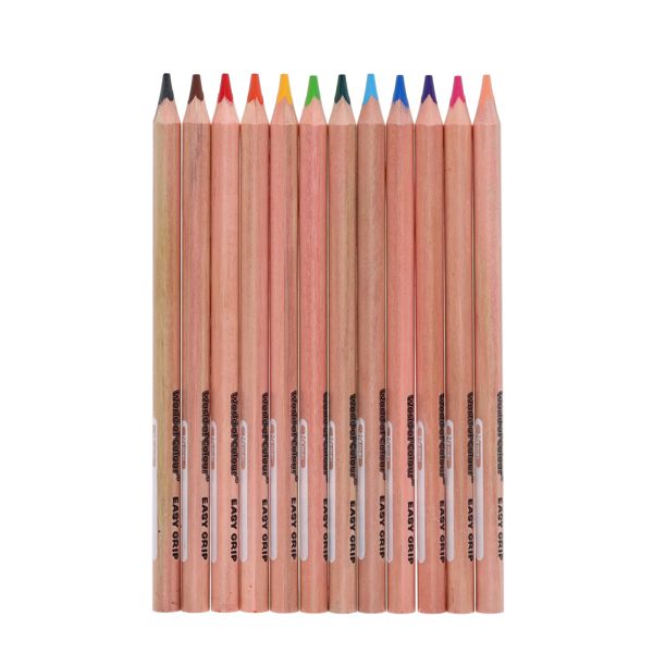 World of Colour Jumbo Triangle Easy Grip Colour Pencils 12 Pack, Learning SPACE