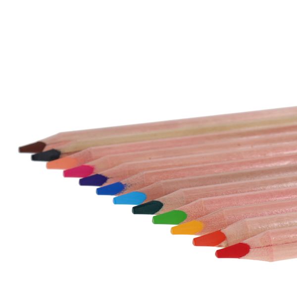 World of Colour Jumbo Triangle Easy Grip Colour Pencils 12 Pack, Learning SPACE