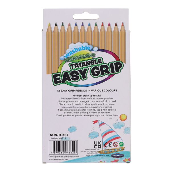 World of Colour Jumbo Triangle Easy Grip Colour Pencils 12 Pack, Learning SPACE