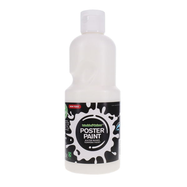 World of Colour Poster Paint 500ml, White Art Supplies Learning SPACE