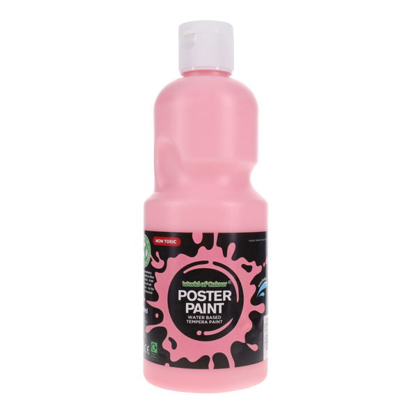 World of Colour Poster Paint 500ml, Pink Art Supplies Learning SPACE