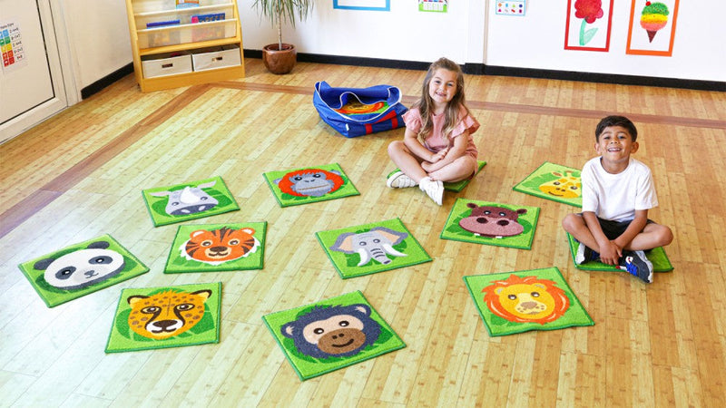 Zoo Conservation™ 30 Mini Placement Carpets with Holdall, Learning SPACE
