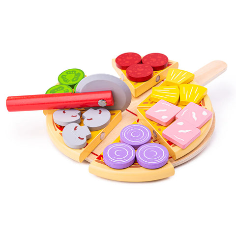 Wooden Cutting Pizza - Play Food-Bigjigs Toys, Early Years Maths, Fine Motor Skills, Games & Toys, Maths Toys, Play Food, Wooden Toys-Learning SPACE