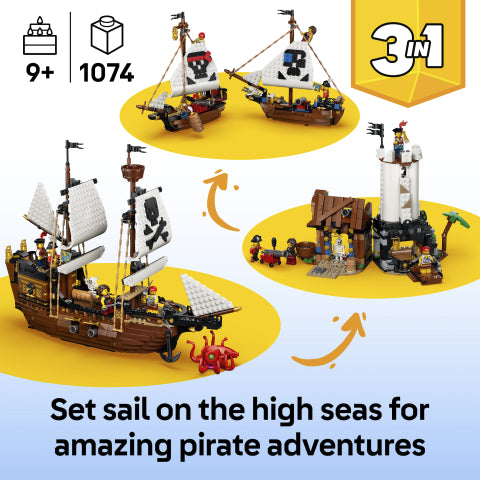 LEGO® Creator (31387) 3-In-1 Iconic Pirate Ship, Activity Toys Learning SPACE