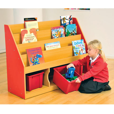 Milan Tiered Bookcases with 3 Coloured Trays-Bookcases, Classroom Displays, Classroom Furniture, Shelves, Storage, Storage Bins & Baskets, Wellbeing Furniture-Learning SPACE