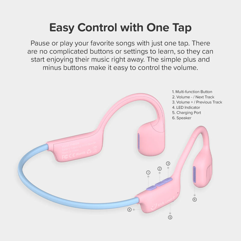 myFirst Headphones AirWaves – Safe Air Conduction Headphones for Kids, Learning SPACE