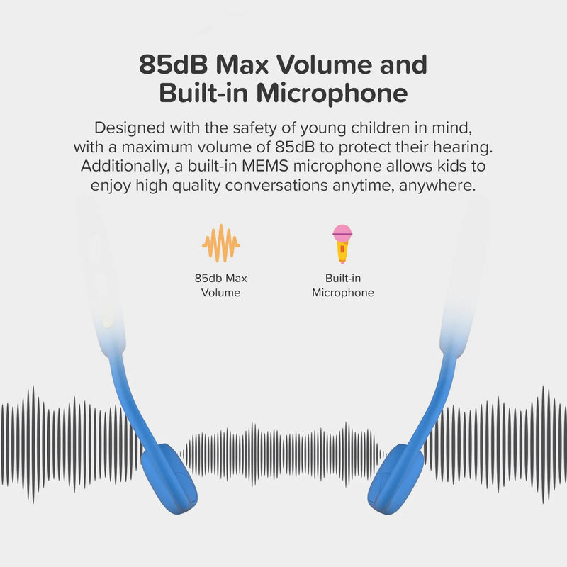 myFirst Headphones AirWaves – Safe Air Conduction Headphones for Kids, Learning SPACE