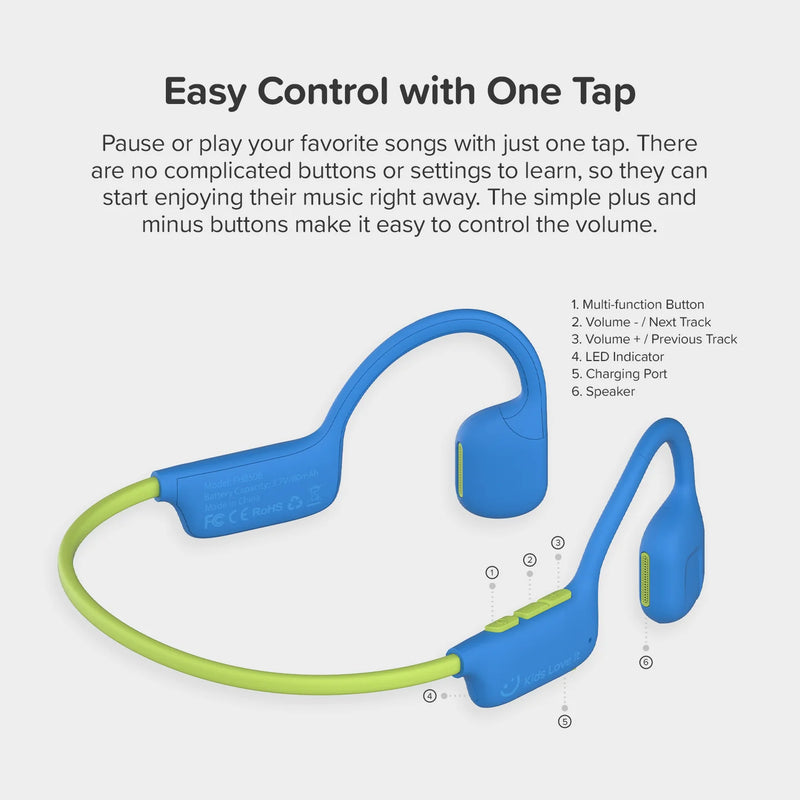 myFirst Headphones AirWaves – Safe Air Conduction Headphones for Kids, Learning SPACE