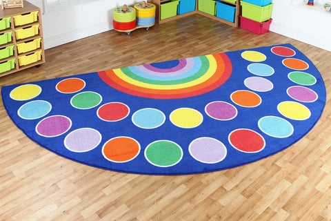 Rainbow™ Semi-Circle Placement 3x1.5m Carpet-Corner & Semi-Circle,Kit For Kids,Mats & Rugs,Multi-Colour,Placement Carpets,Rainbow Theme Sensory Room,Rugs,Wellbeing Furniture-Learning SPACE