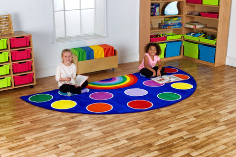 Rainbow™ Semi-Circle Placement 3x1.5m Carpet-Corner & Semi-Circle,Kit For Kids,Mats & Rugs,Multi-Colour,Placement Carpets,Rainbow Theme Sensory Room,Rugs,Wellbeing Furniture-Learning SPACE