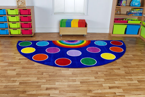 Rainbow™ Semi-Circle Placement 3x1.5m Carpet-Corner & Semi-Circle, Kit For Kids, Mats & Rugs, Multi-Colour, Placement Carpets, Rainbow Theme Sensory Room, Rugs, Wellbeing Furniture-Learning SPACE