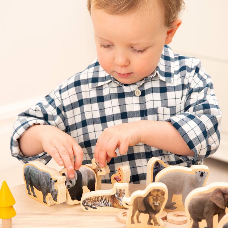 Wooden Wild Animal Blocks - Pk15, Learning SPACE