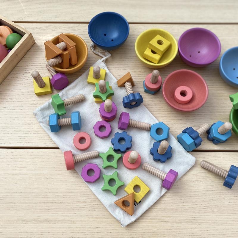 Rainbow Wooden Bowls - Pk7, Learning SPACE