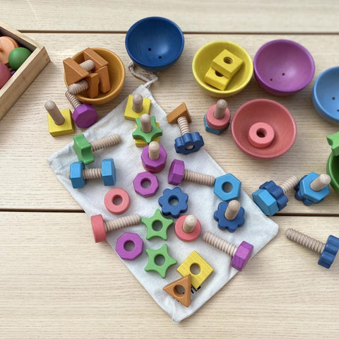 Rainbow Wooden Bowls - Pk7, Learning SPACE
