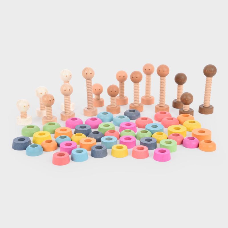 Rainbow Wooden Community People - Pk15 / 75 pieces, Learning SPACE