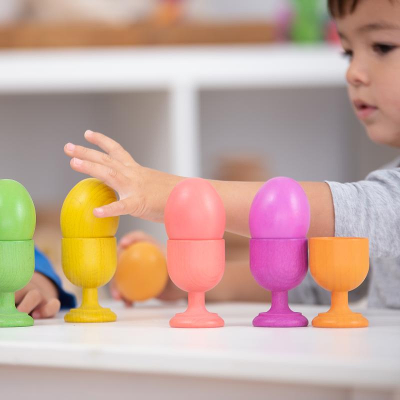 Rainbow Wooden Eggs, Learning SPACE