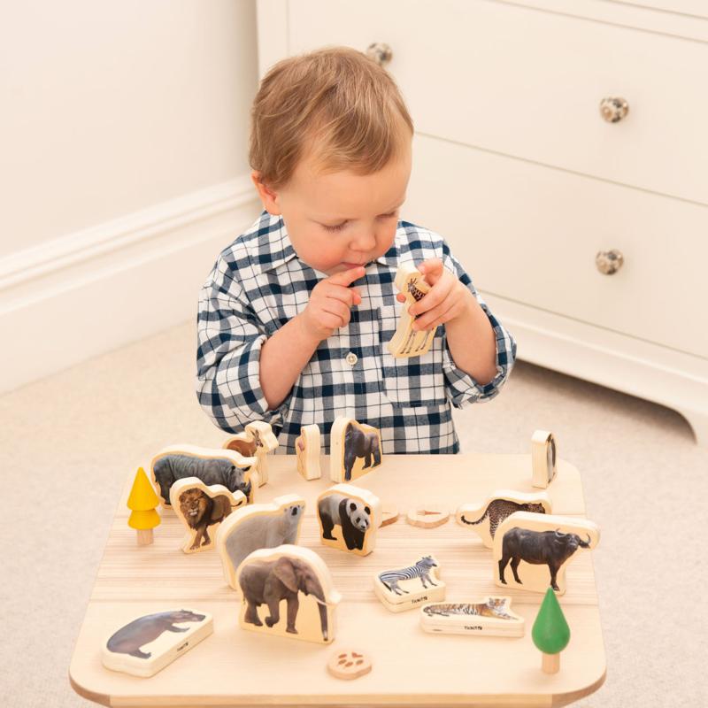 Wooden Wild Animal Blocks - Pk15, Learning SPACE