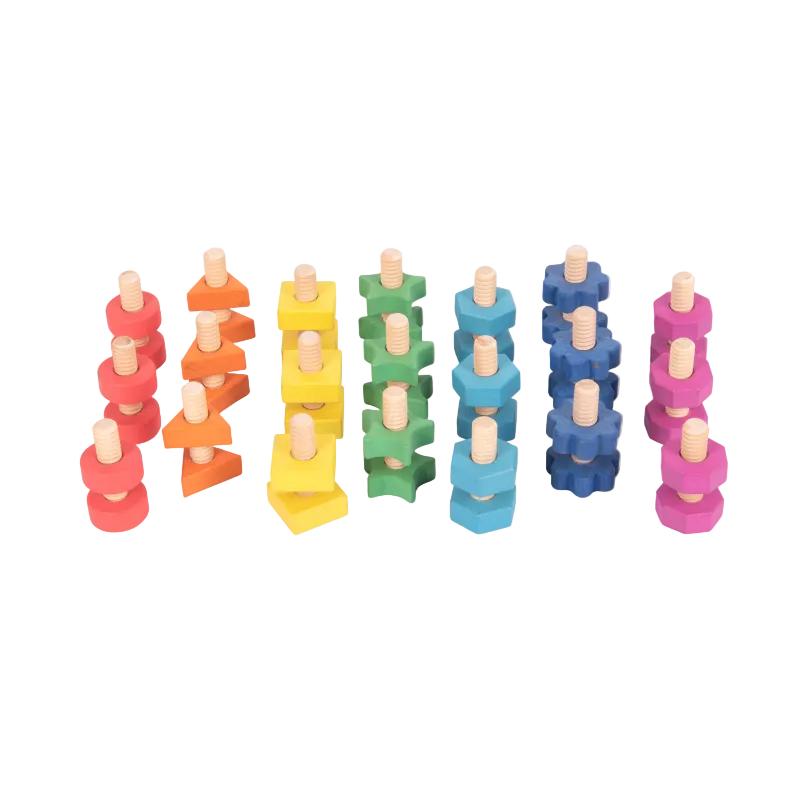 Rainbow Wooden Nuts & Bolts - Pk21, Learning SPACE