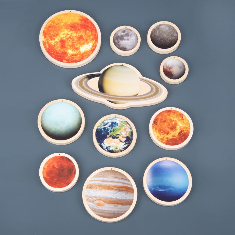 Wooden Solar System Discs - Pk11, Learning SPACE