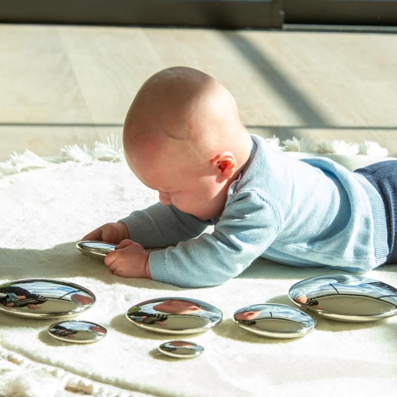 Sensory Reflective Silver Buttons - Pk7, Sensory toy Learning SPACE