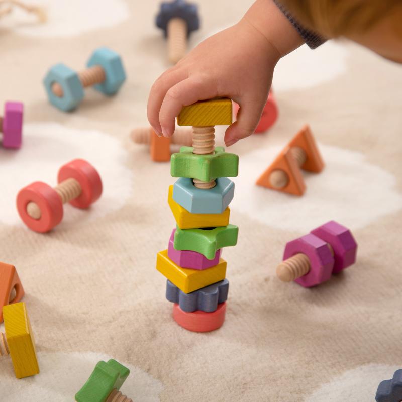 Rainbow Wooden Nuts & Bolts - Pk21, Learning SPACE