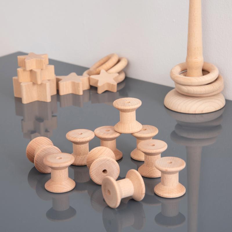 Natural Wooden Spools – Pack of 10, Learning SPACE