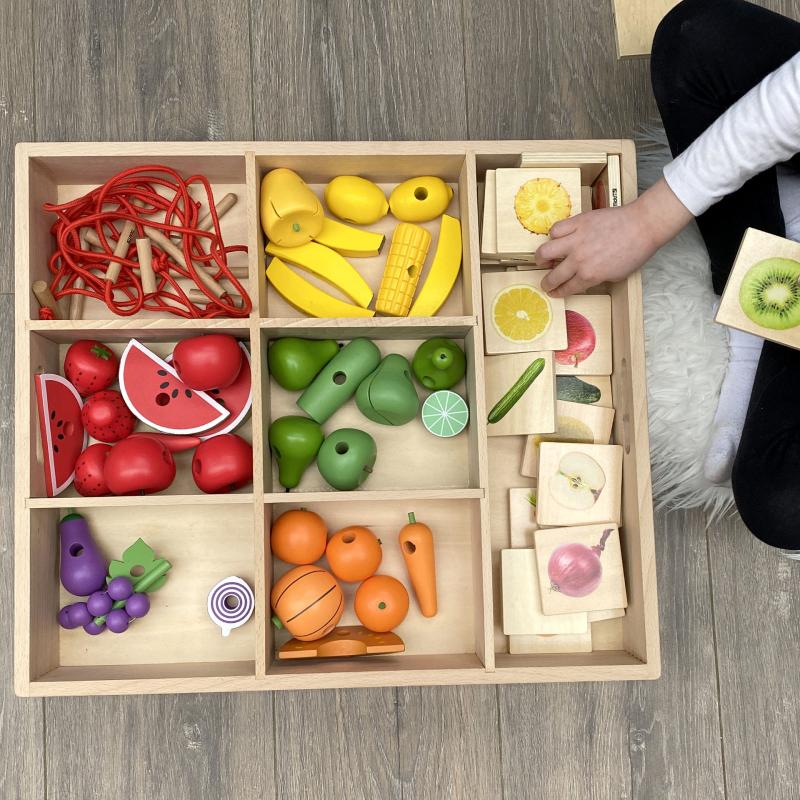 Wooden Sorting Tray - 7 Way, Learning SPACE