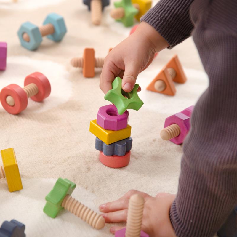 Rainbow Wooden Nuts & Bolts - Pk21, Learning SPACE