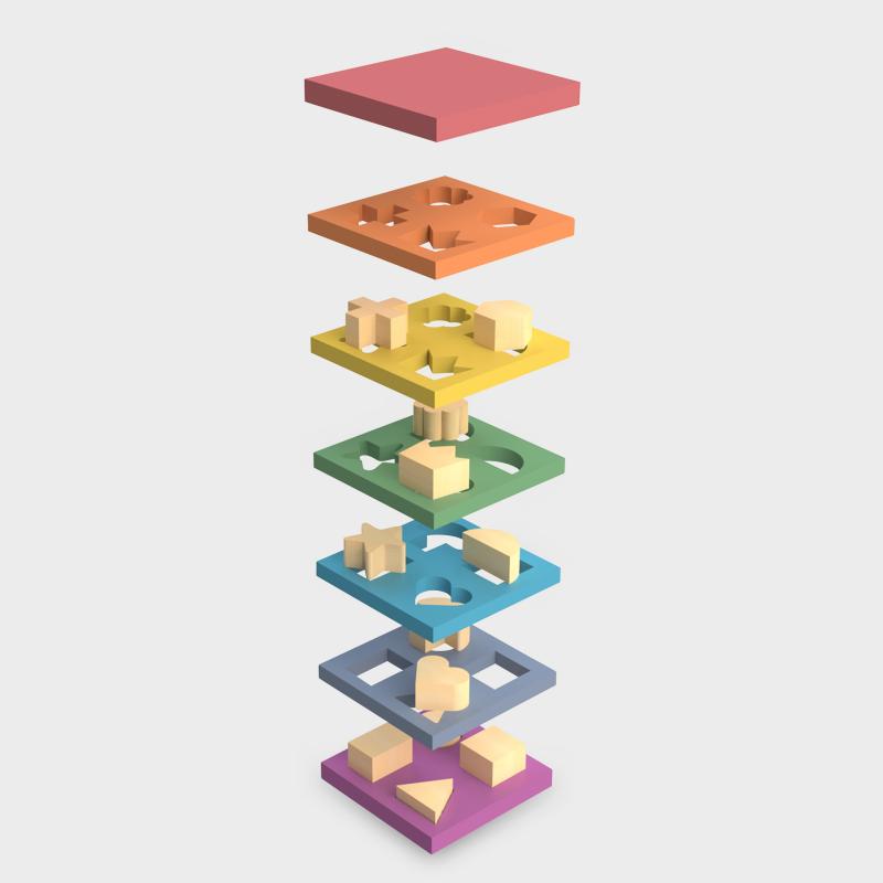 Rainbow Wooden Shape Stacker, Learning SPACE