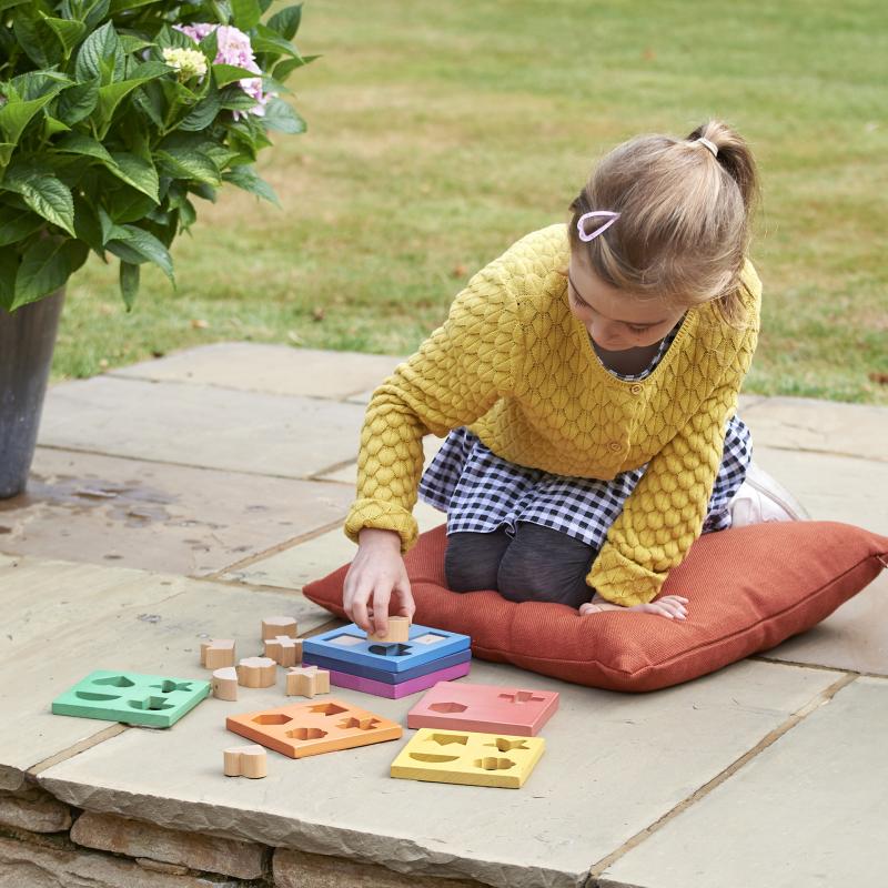 Rainbow Wooden Shape Stacker, Learning SPACE