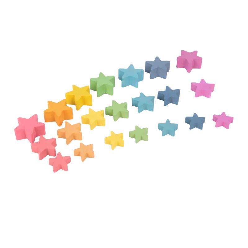 Rainbow Wooden Stars - Pk21, Learning SPACE