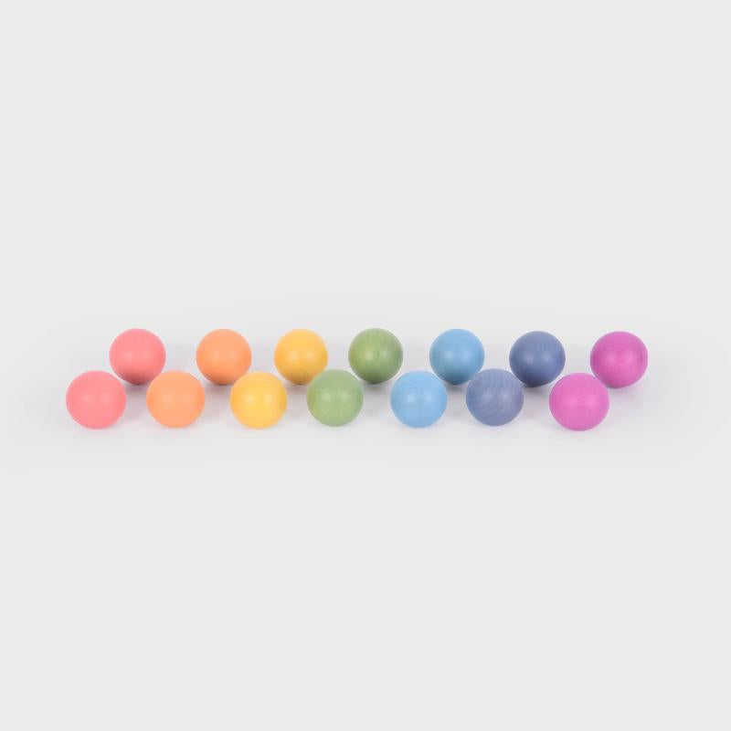 Rainbow Wooden Balls - Pk14, Learning SPACE