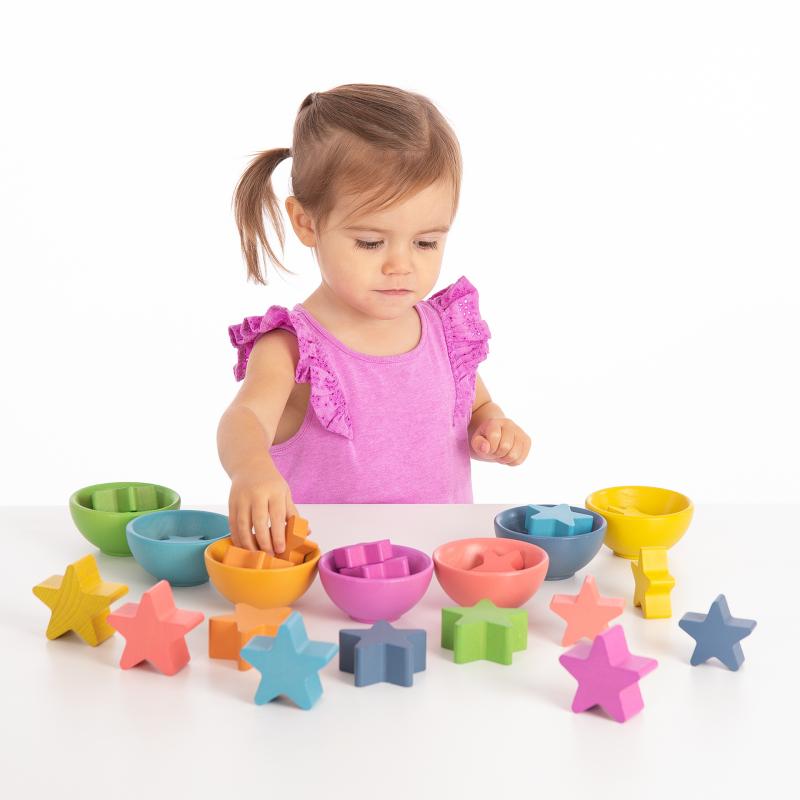 Rainbow Wooden Bowls - Pk7, Learning SPACE
