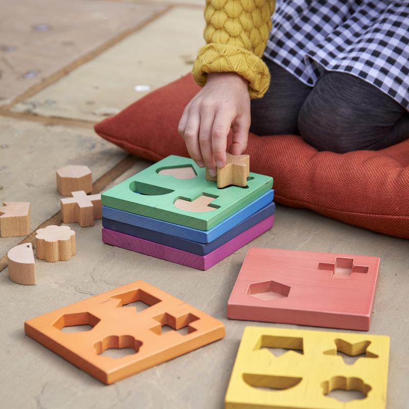 Rainbow Wooden Shape Stacker, Learning SPACE