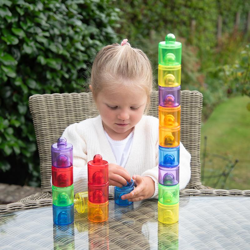 Translucent Colour Stackable Pot Set - Pk18, Learning SPACE