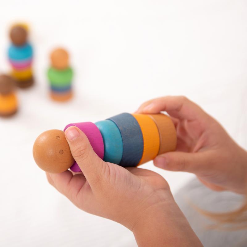 Rainbow Wooden Community People - Pk15 / 75 pieces, Learning SPACE