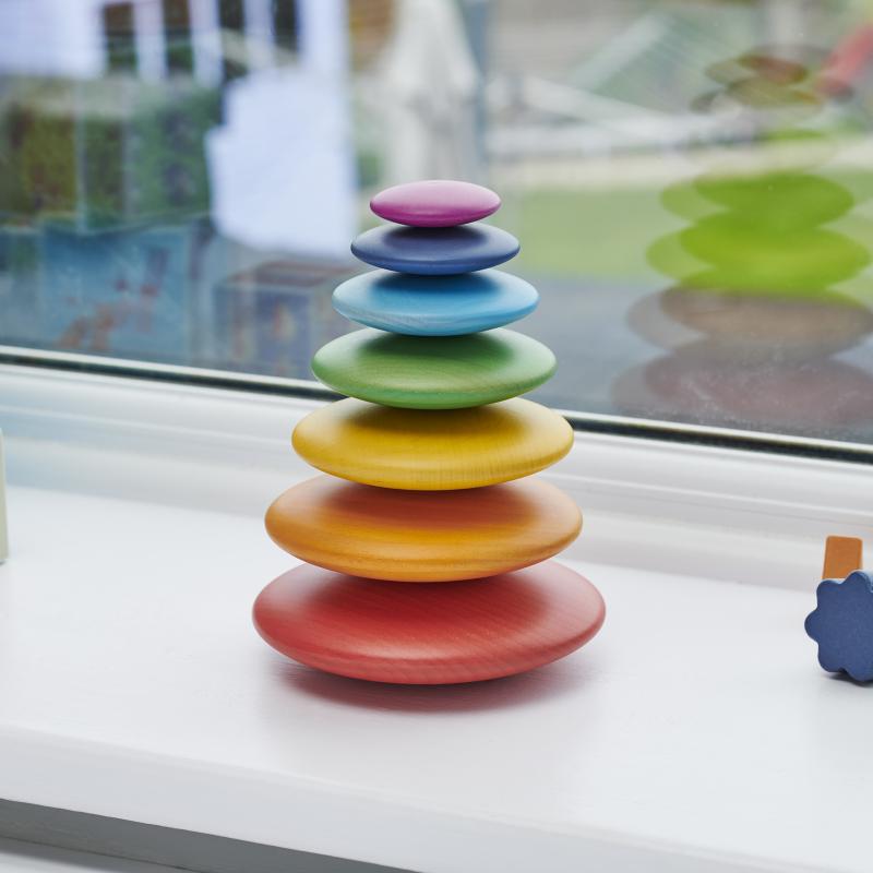 Rainbow Wooden Buttons, Learning SPACE