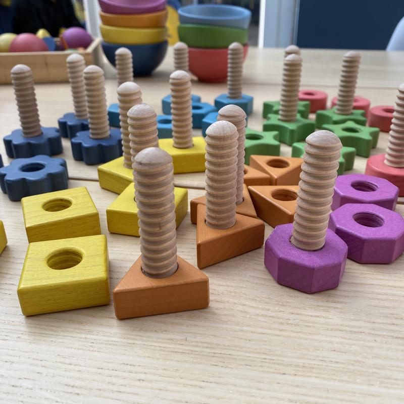 Rainbow Wooden Nuts & Bolts - Pk21, Learning SPACE